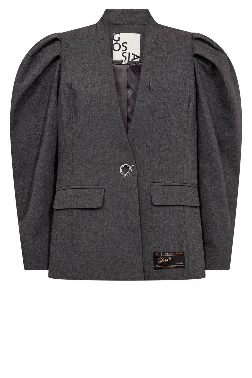Grijs melange dames Gossia regular fit blazer van polyester met effen, lange mouwen en reverskraag