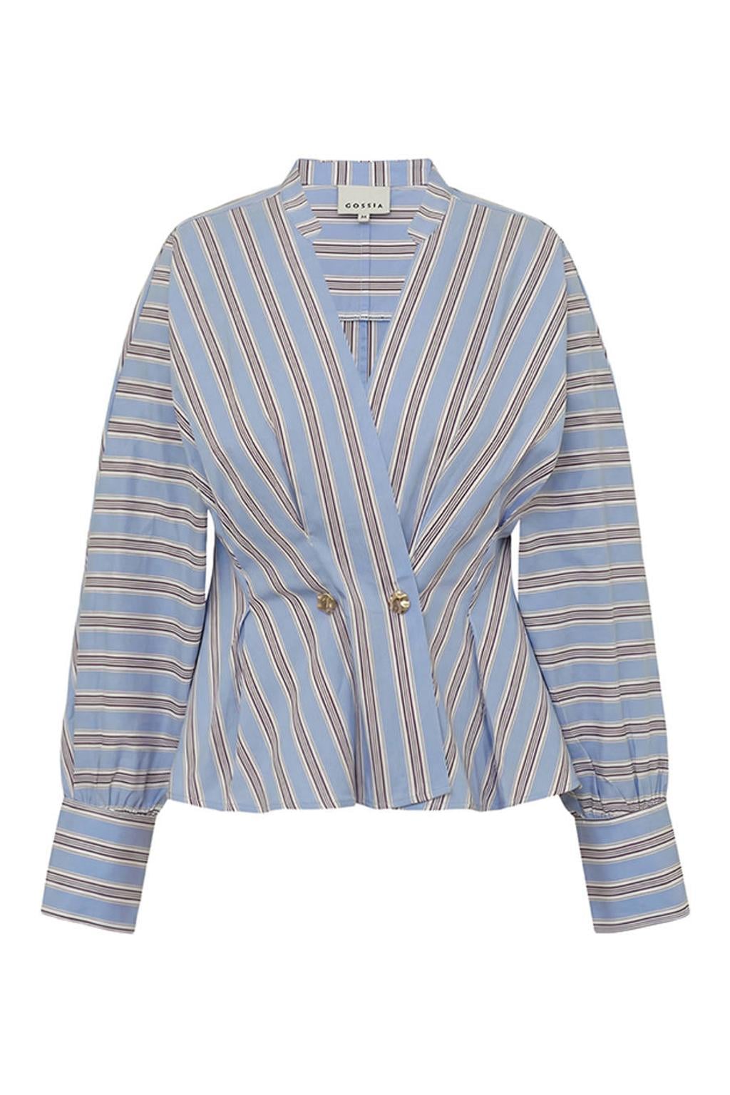 Gossia getailleerde gestreepte blouse - blauw