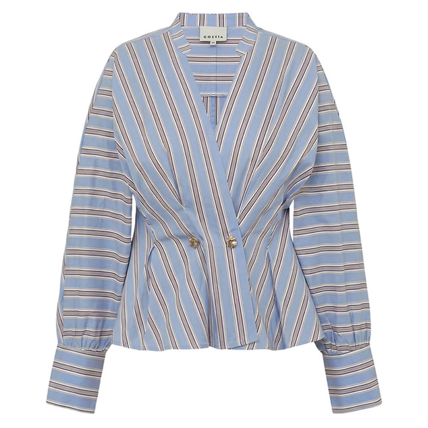 Gossia getailleerde gestreepte blouse blauw