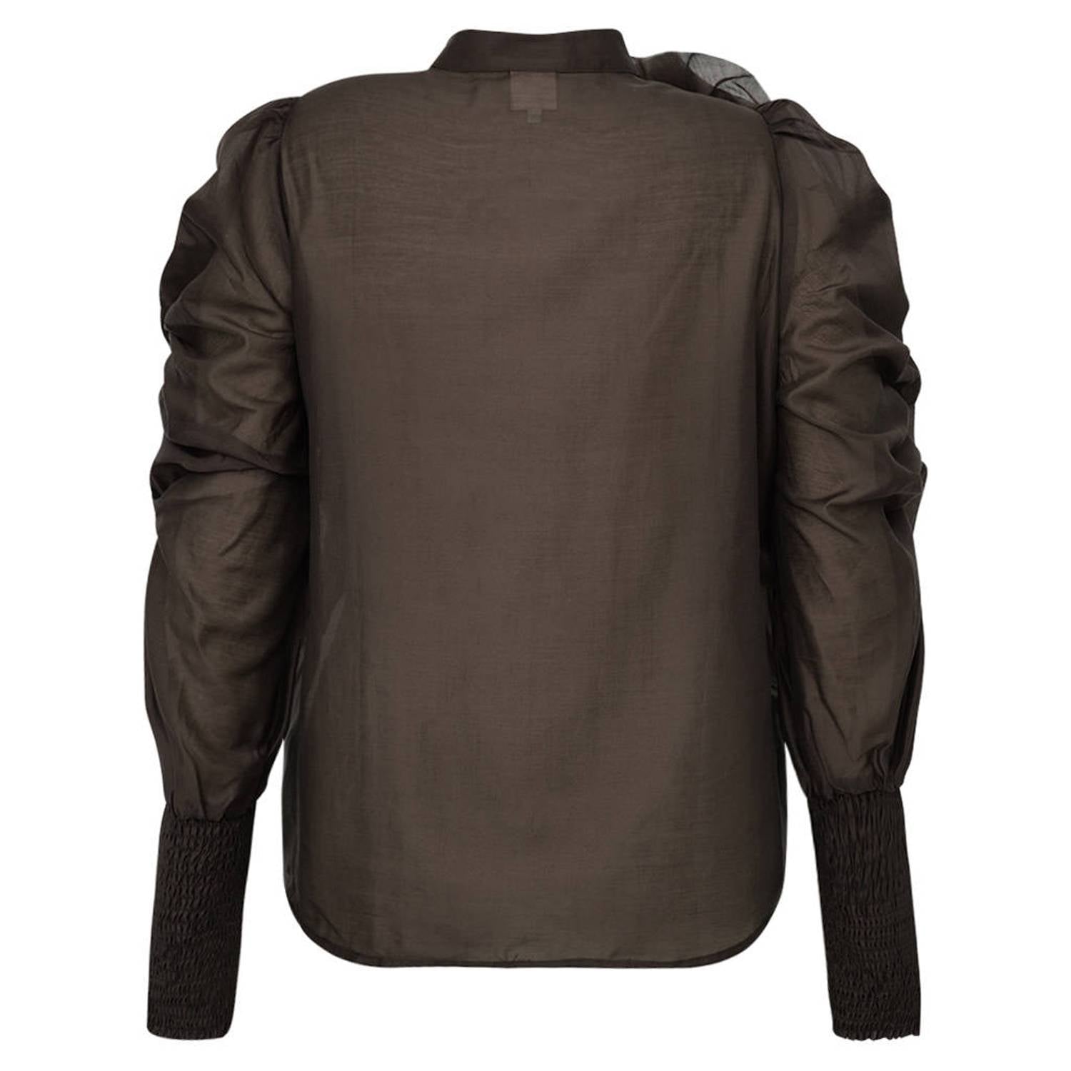 Gossia blouse met ruches donkerbruin