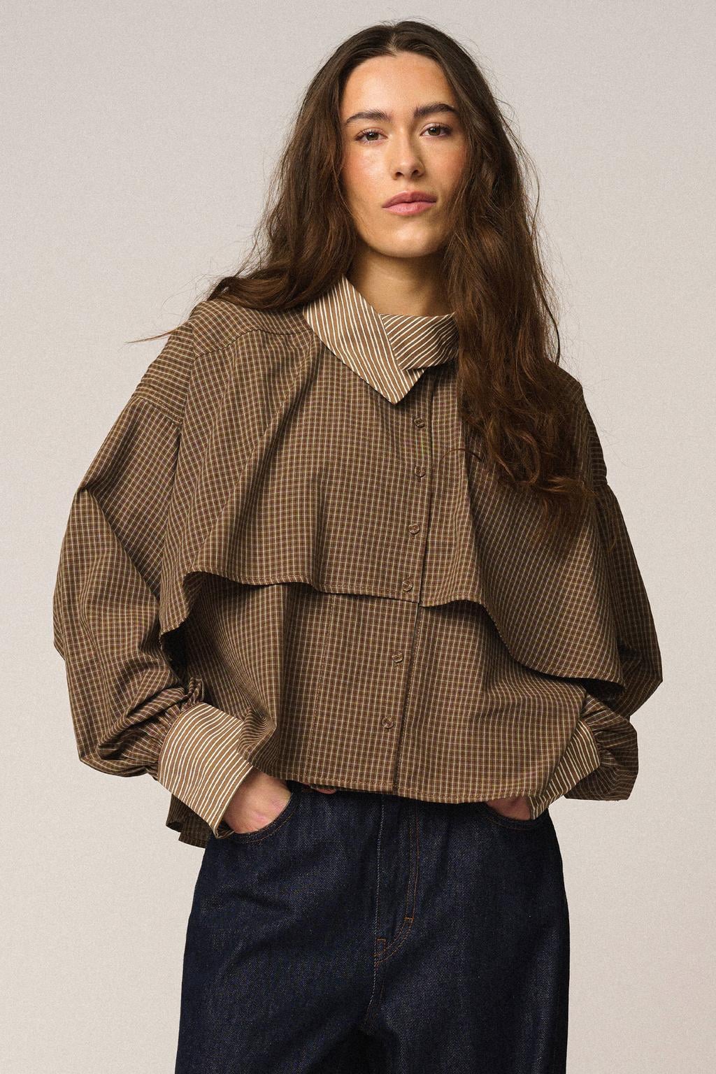 Gossia geruite blouse - bruin