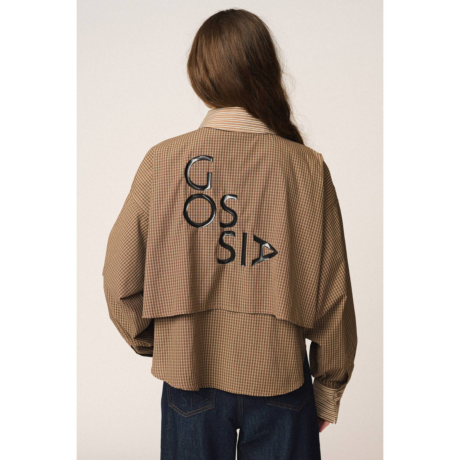 Gossia geruite blouse bruin