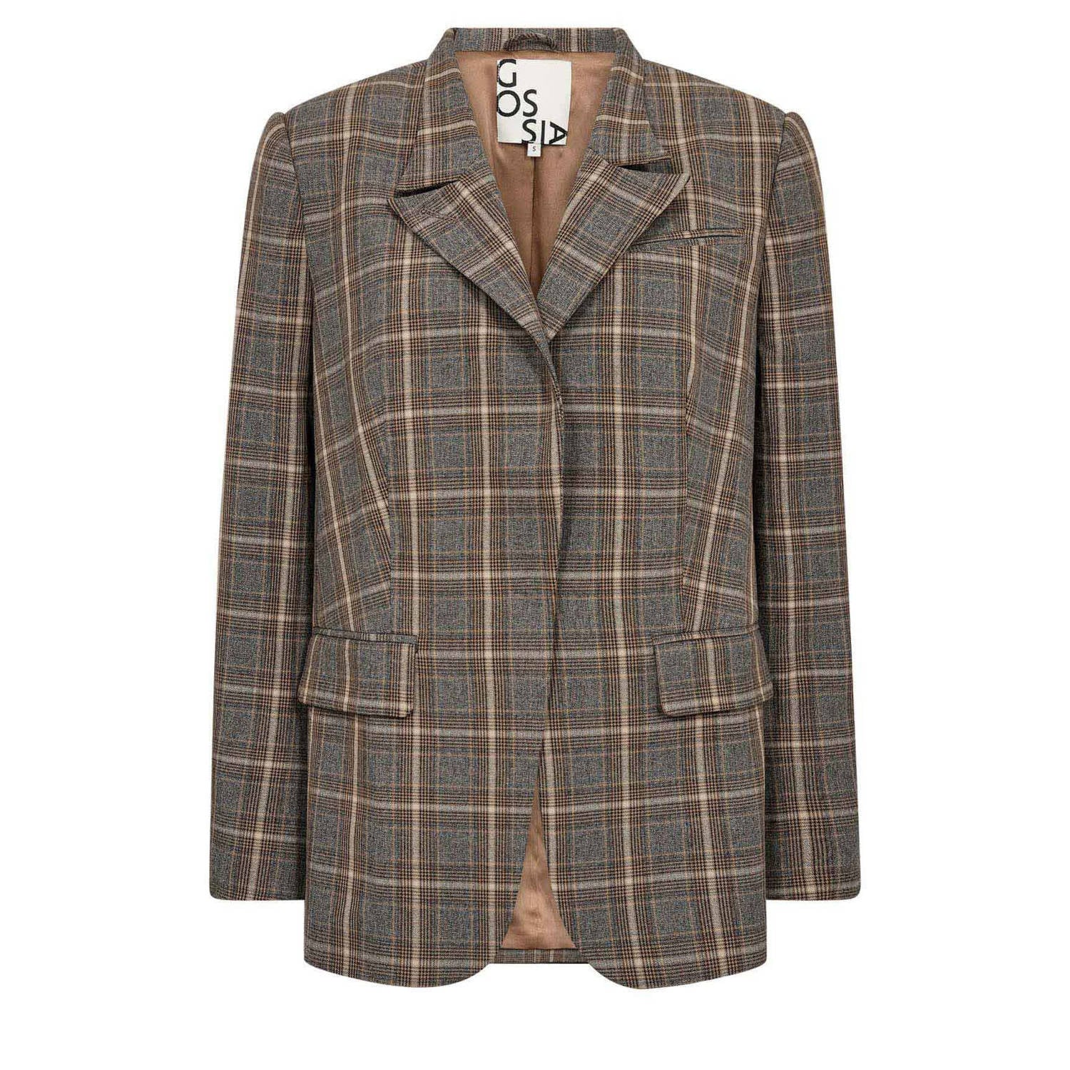 Gossia regular fit geruite blazer bruin