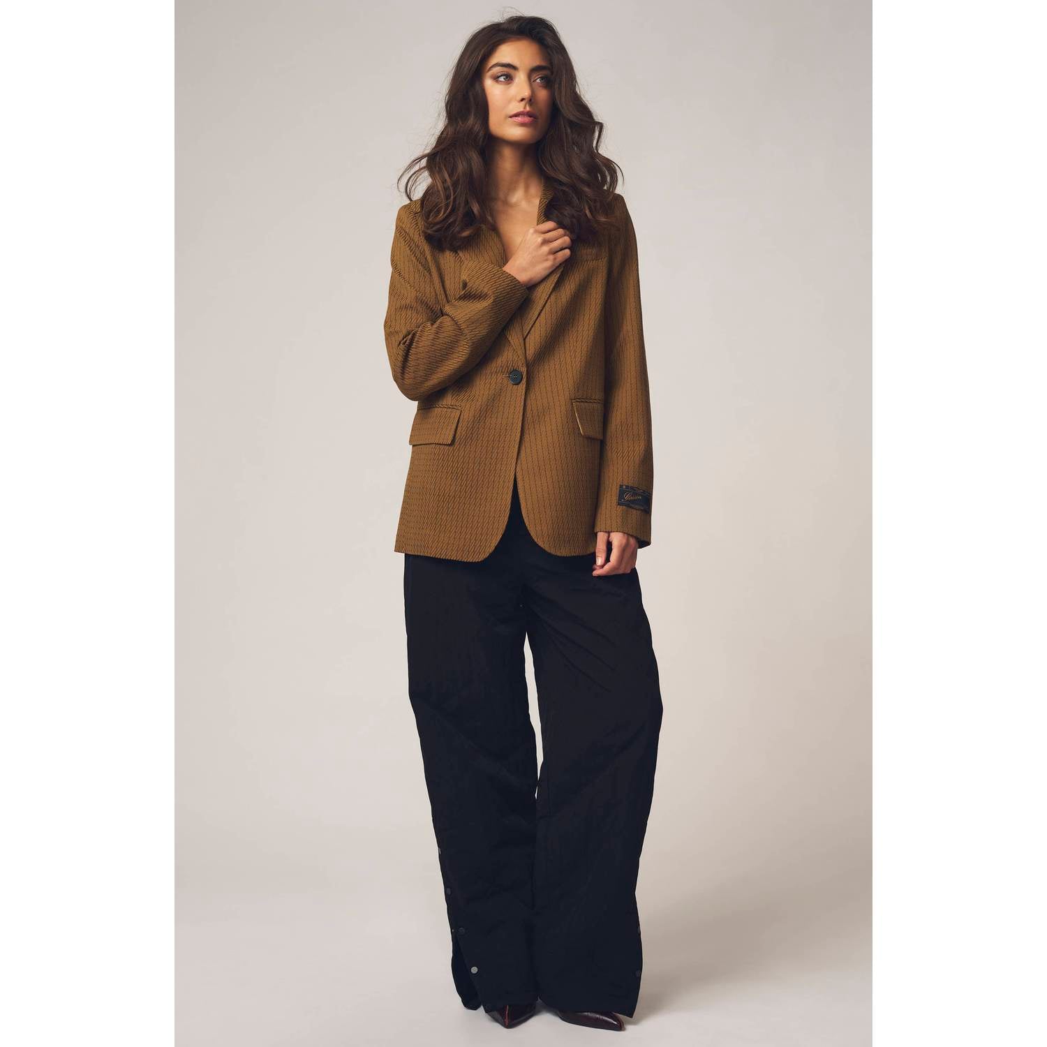 Gossia gestreepte blazer bruin