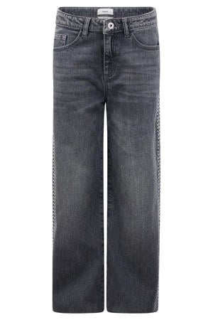 wide leg jeans met strass-steentjes - zwart