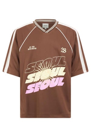 T-shirt met tekst - bruin