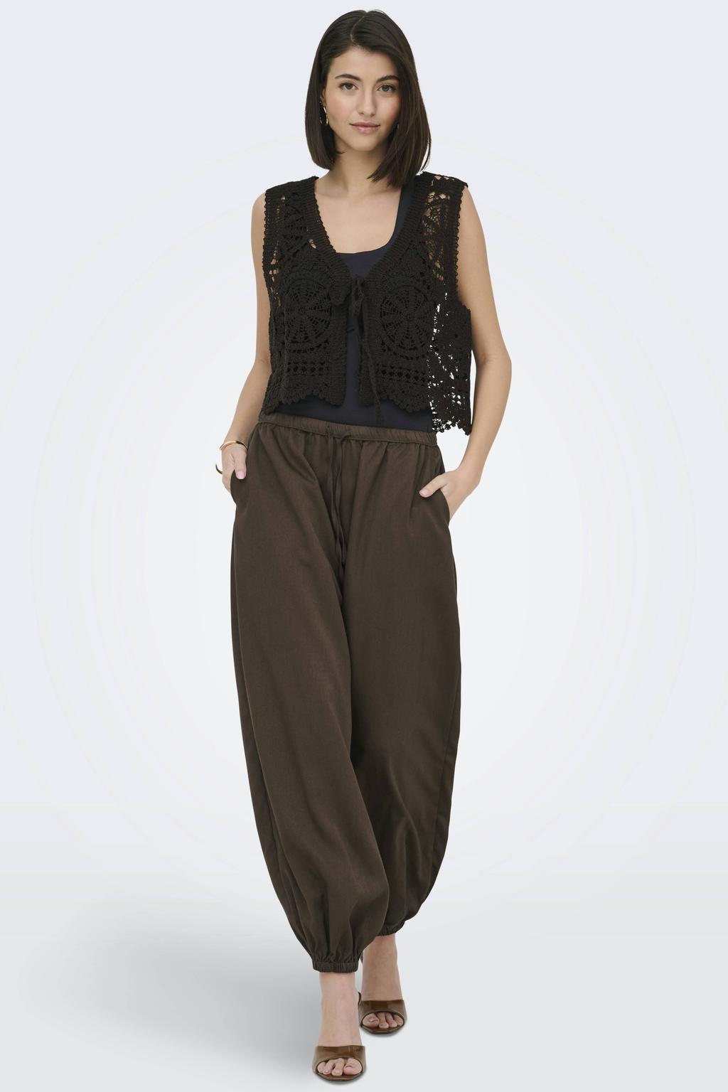 Bruine dames JDY ballon casual broek van polyester met regular waist en effen