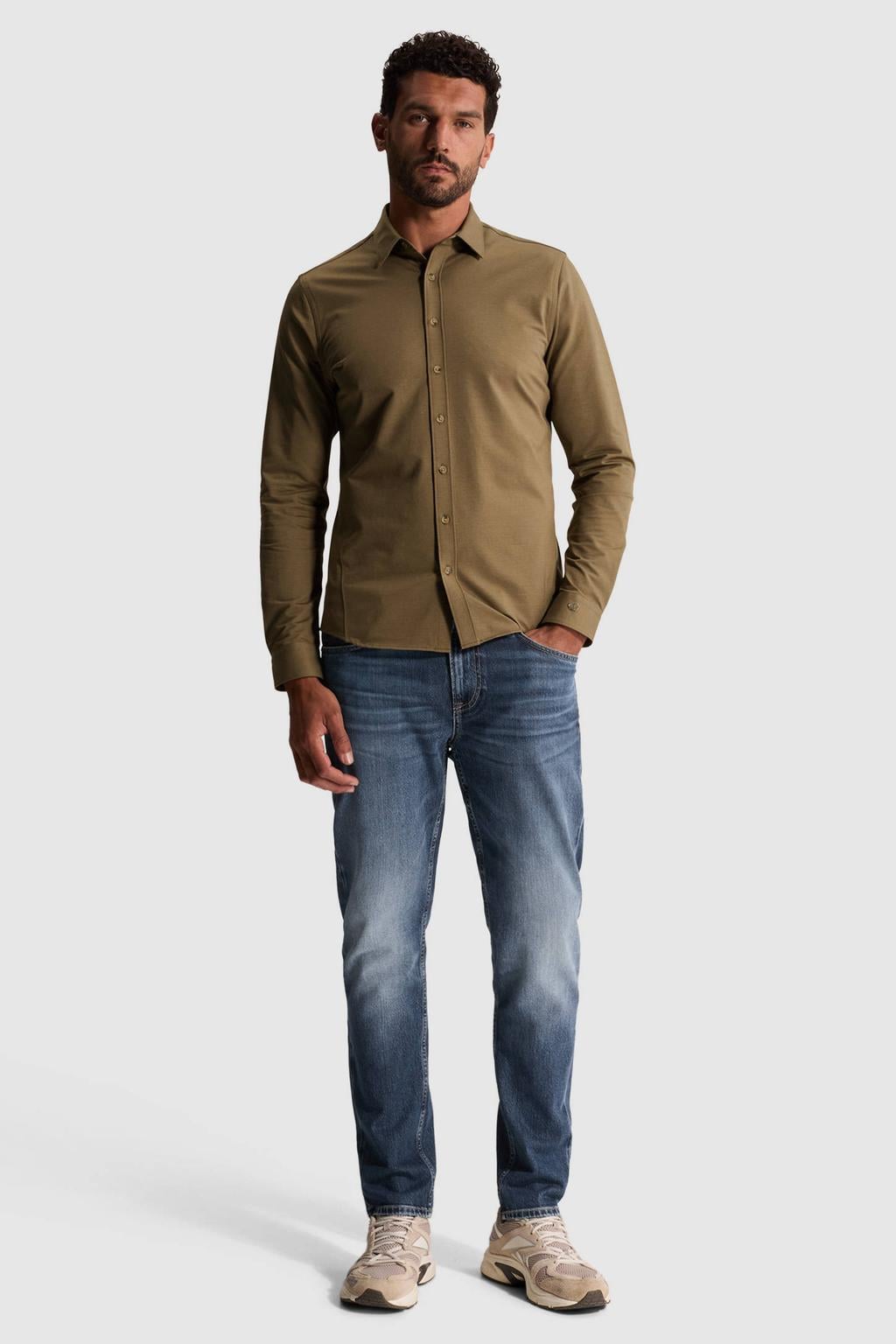 Cast Iron regular fit casual overhemd - bruin