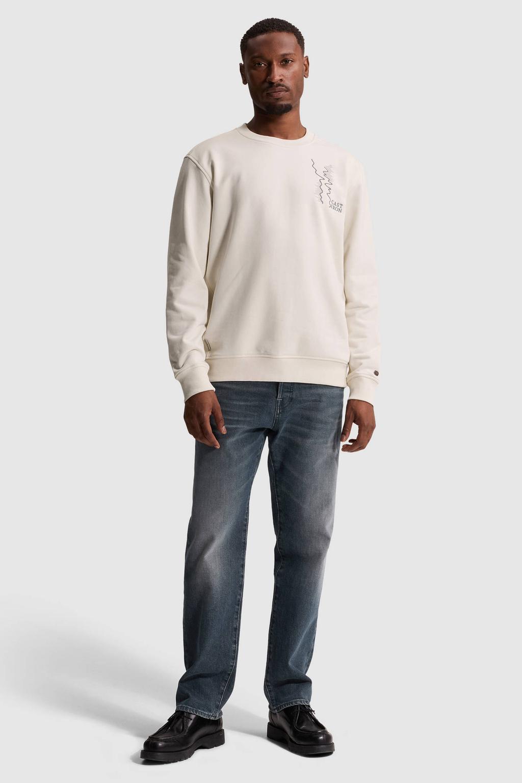 Cast Iron relaxed fit sweater met backprint - ecru