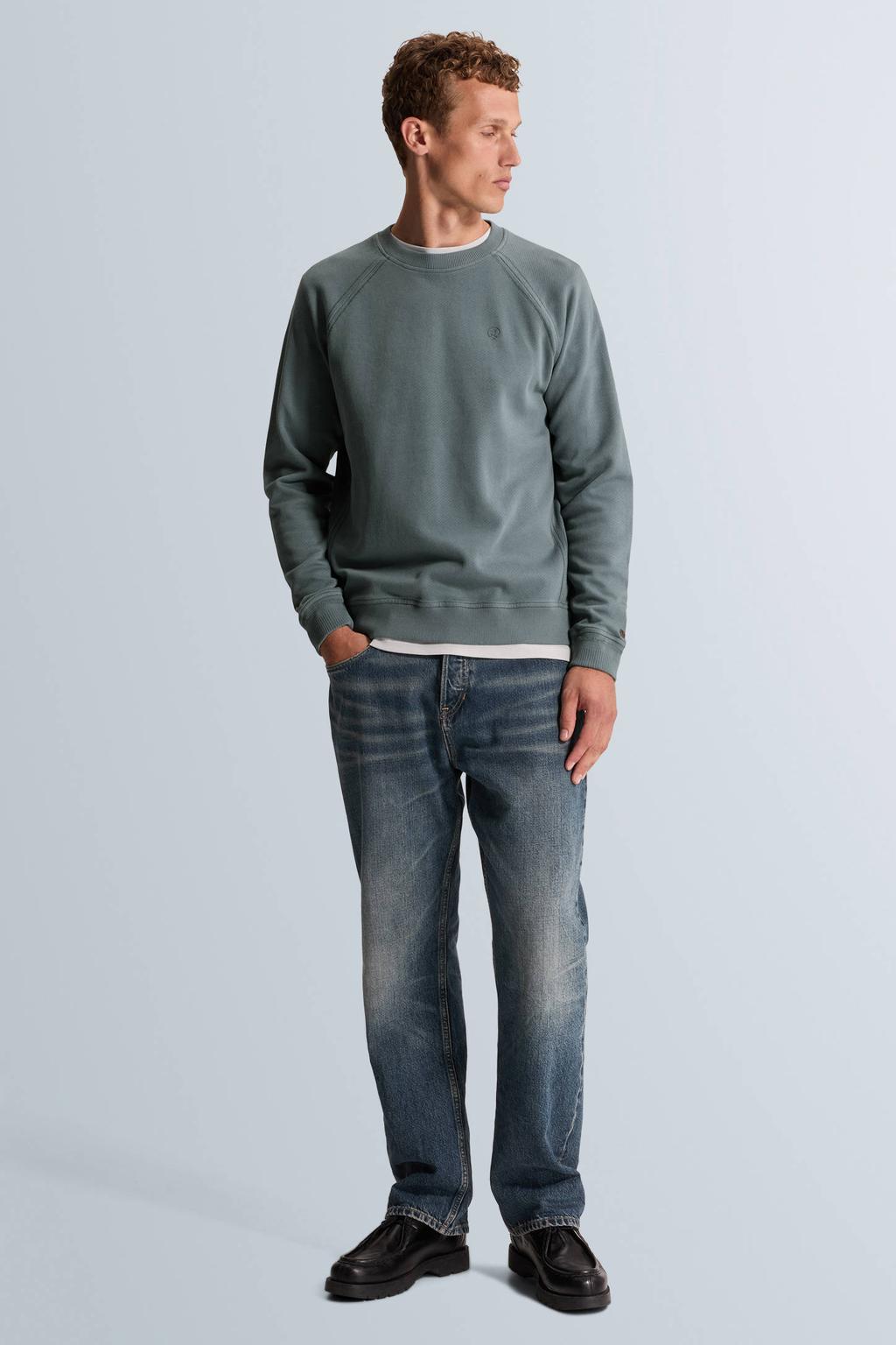 Cast Iron regular fit sweater - grijsblauw