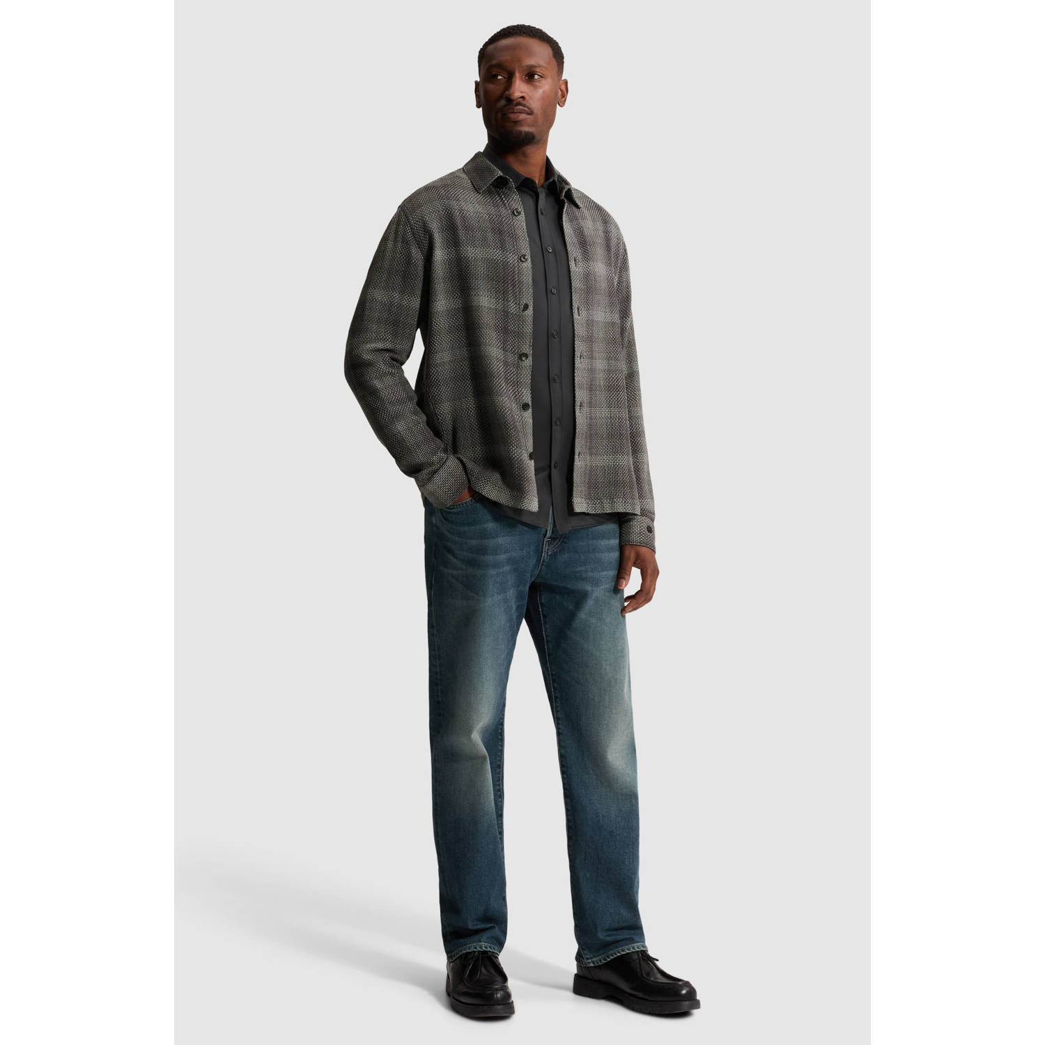 Cast Iron regular fit geruit overshirt clever crows
