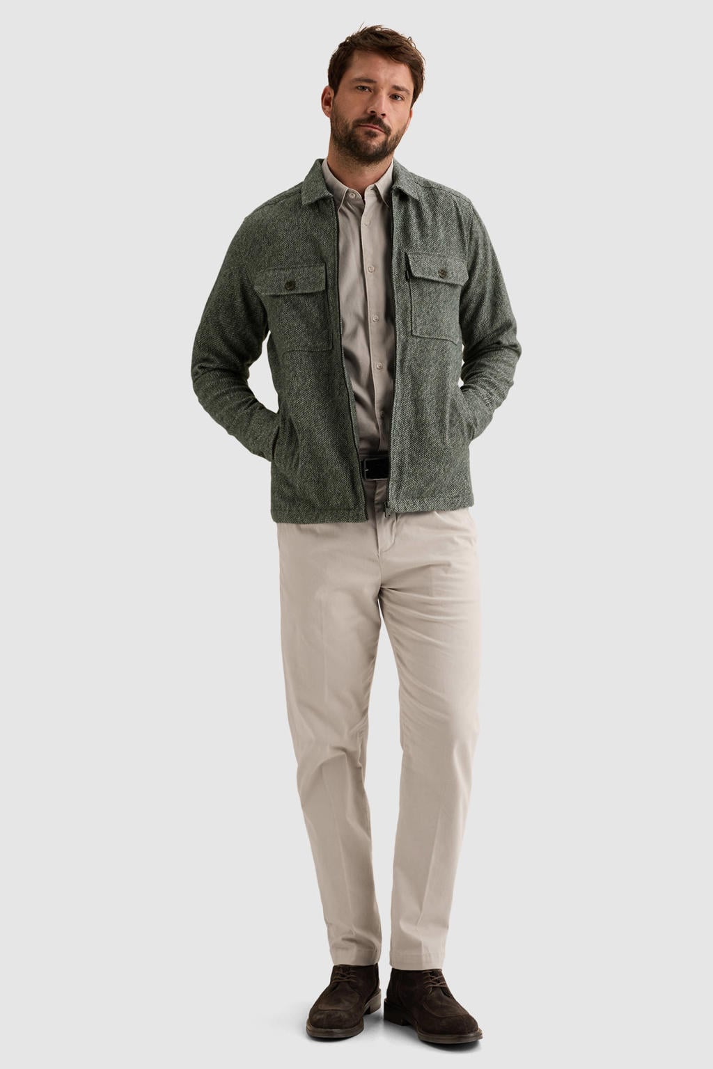 Vanguard regular fit gemêleerd overshirt - dark sea