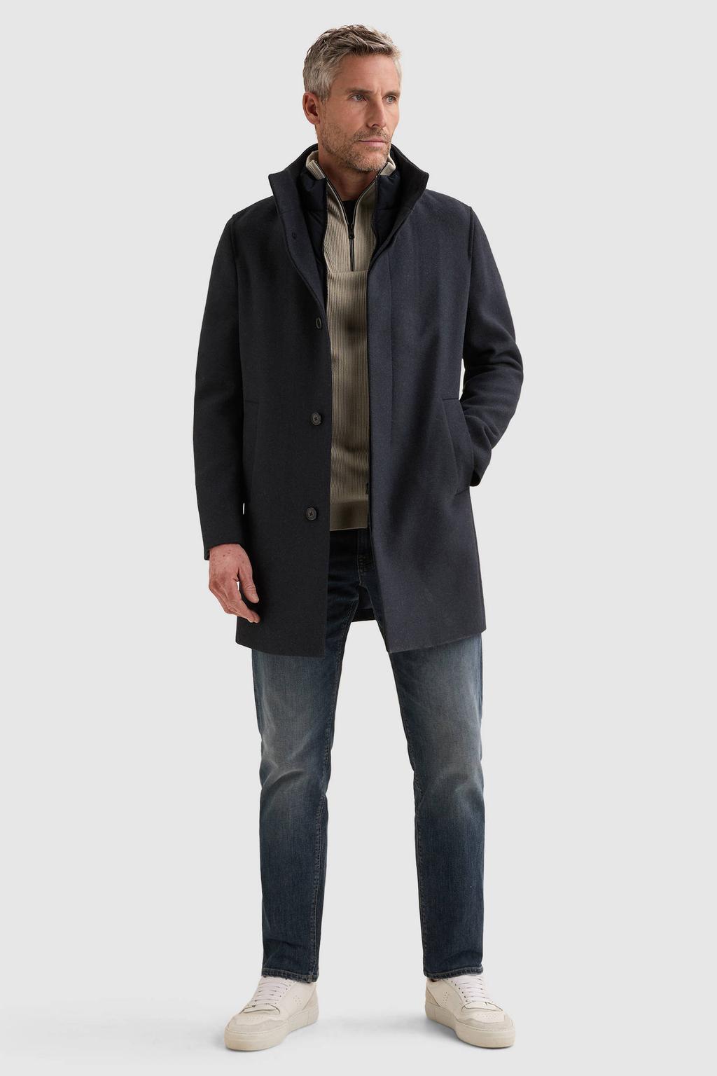 Vanguard mantel met wol - donkerblauw