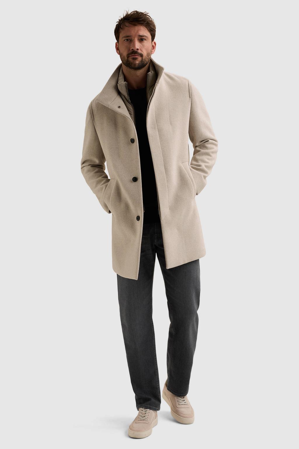 Vanguard mantel met wol - ecru