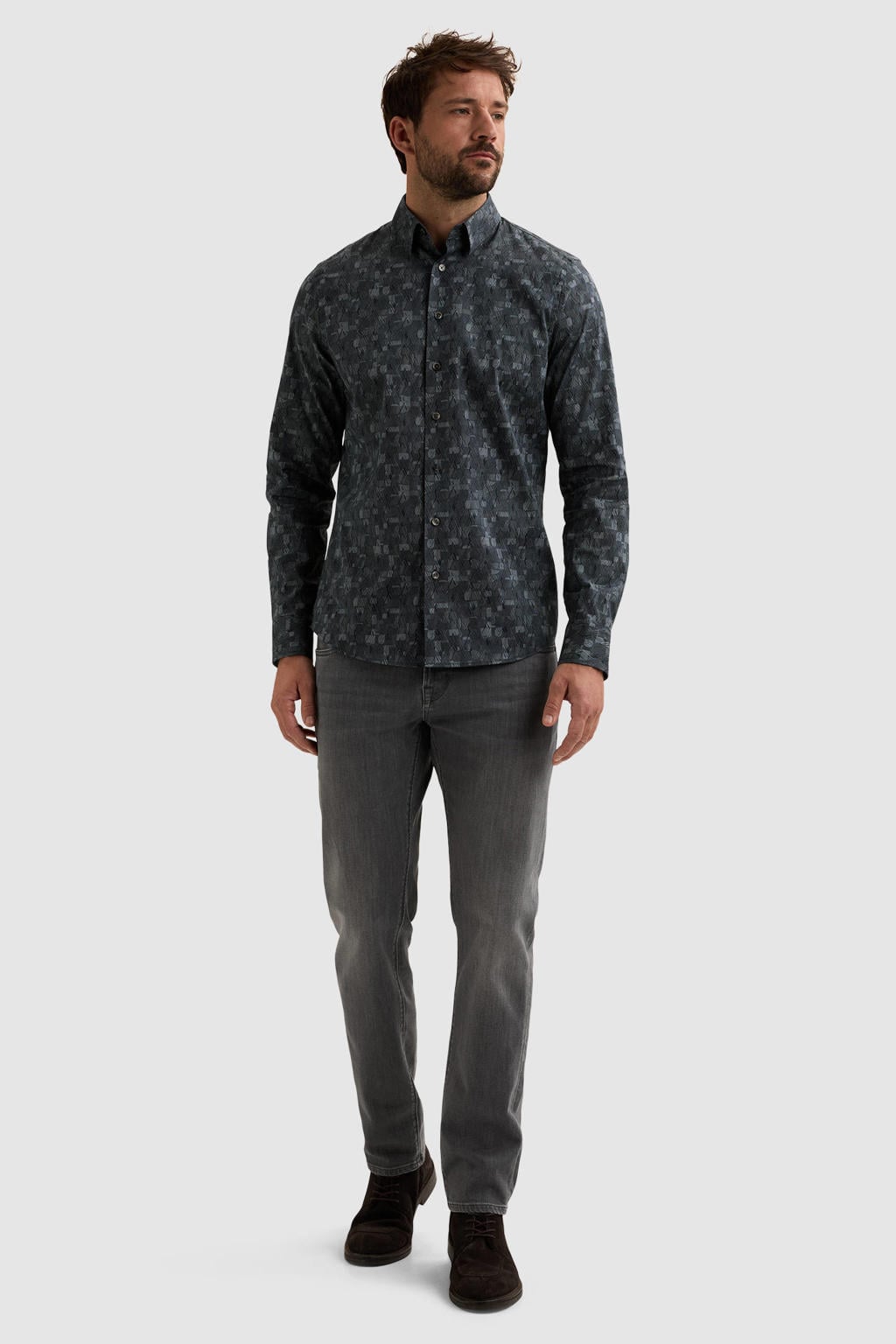 Vanguard regular fit casual overhemd met print - china blue