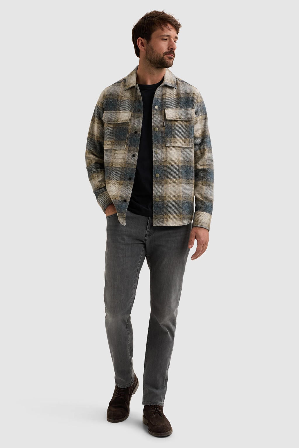 Vanguard flanel regular fit geruit overshirt - china blue