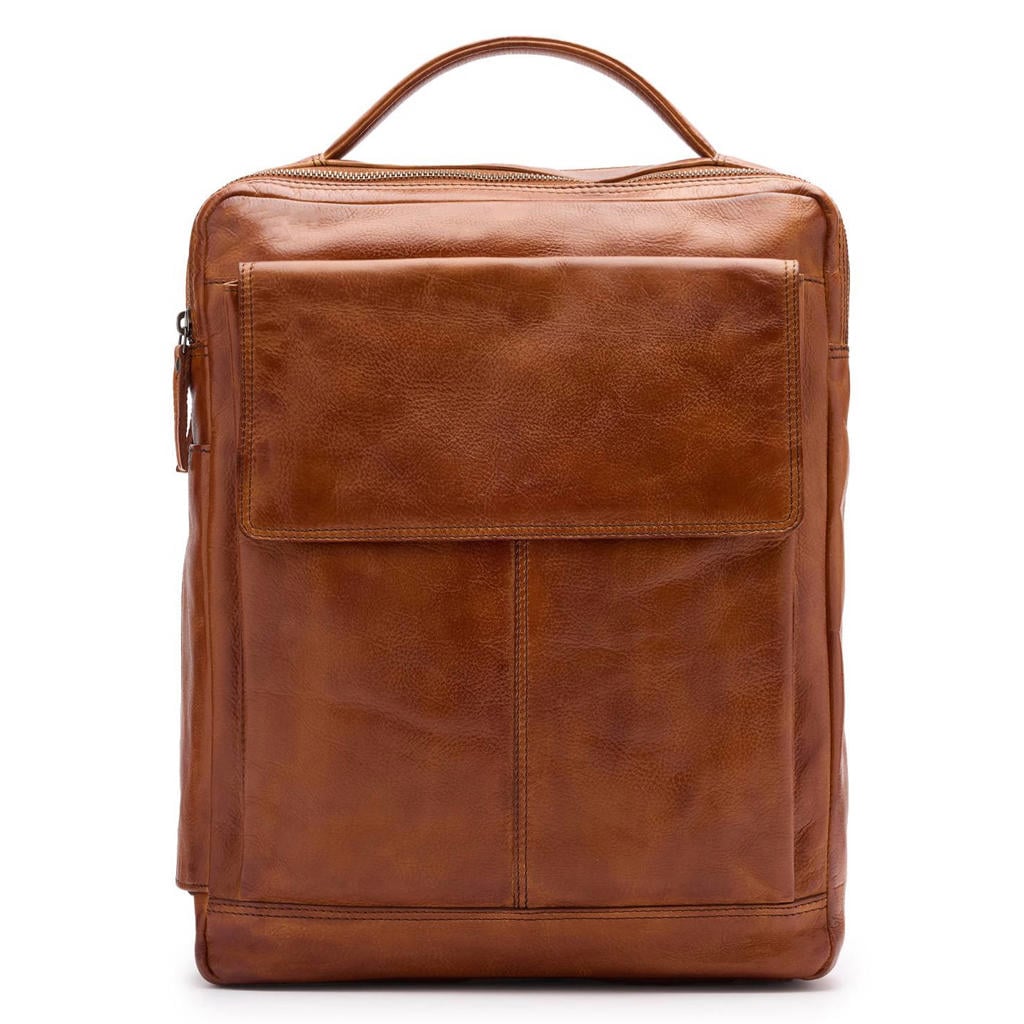 Manfield leren rugzak cognac