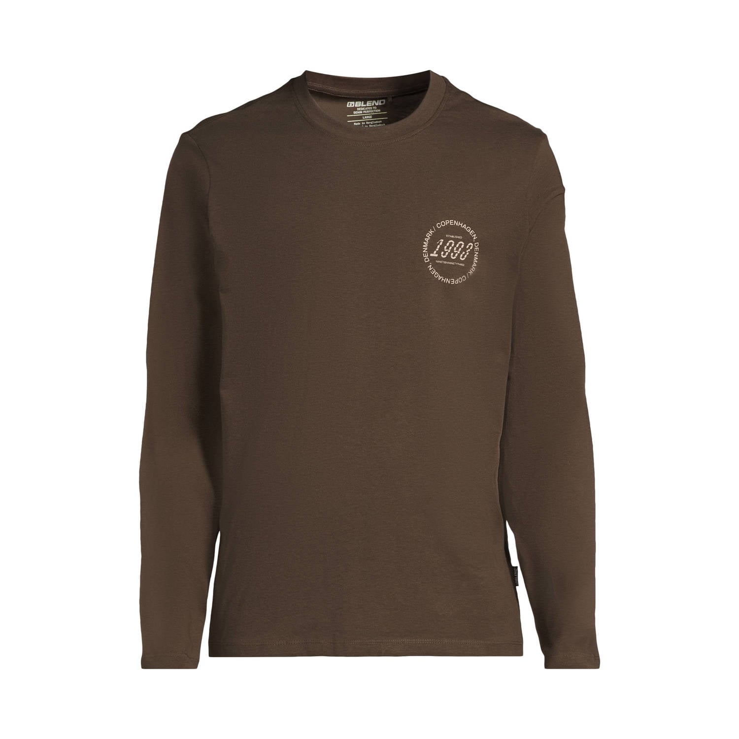 Blend regular fit longsleeve met print turkish coffee