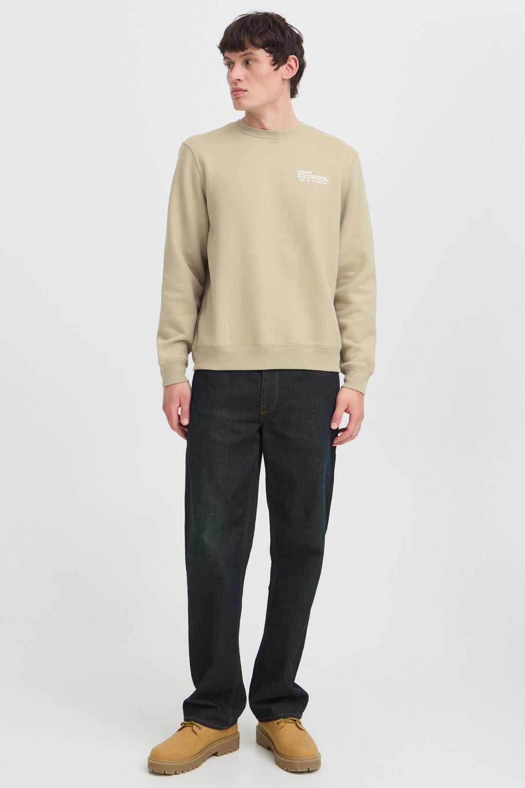 Blend regular fit sweater met print - ecru