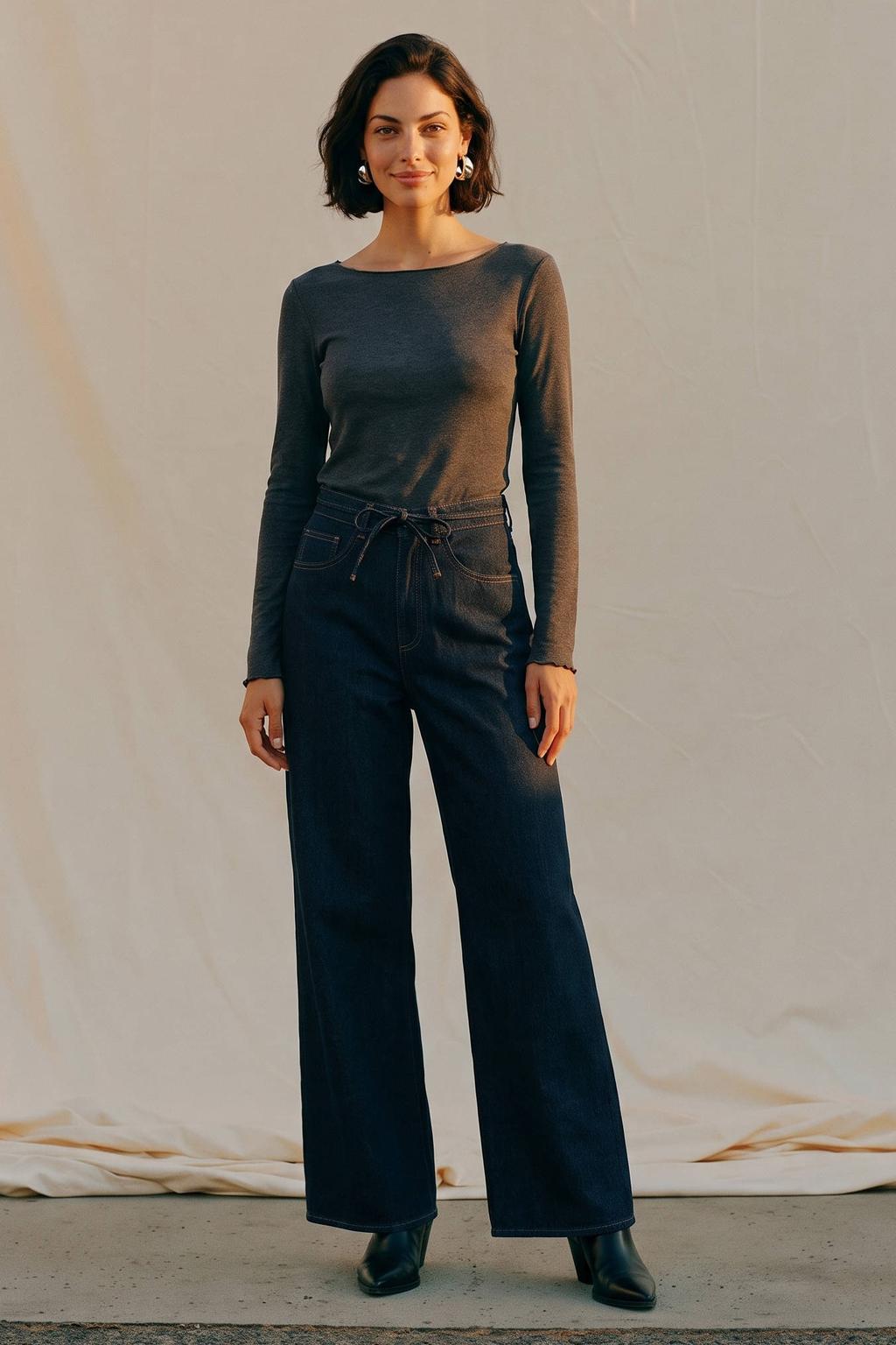 Grijze dames AWARE top van polyester met effen, lange mouwen en boothals