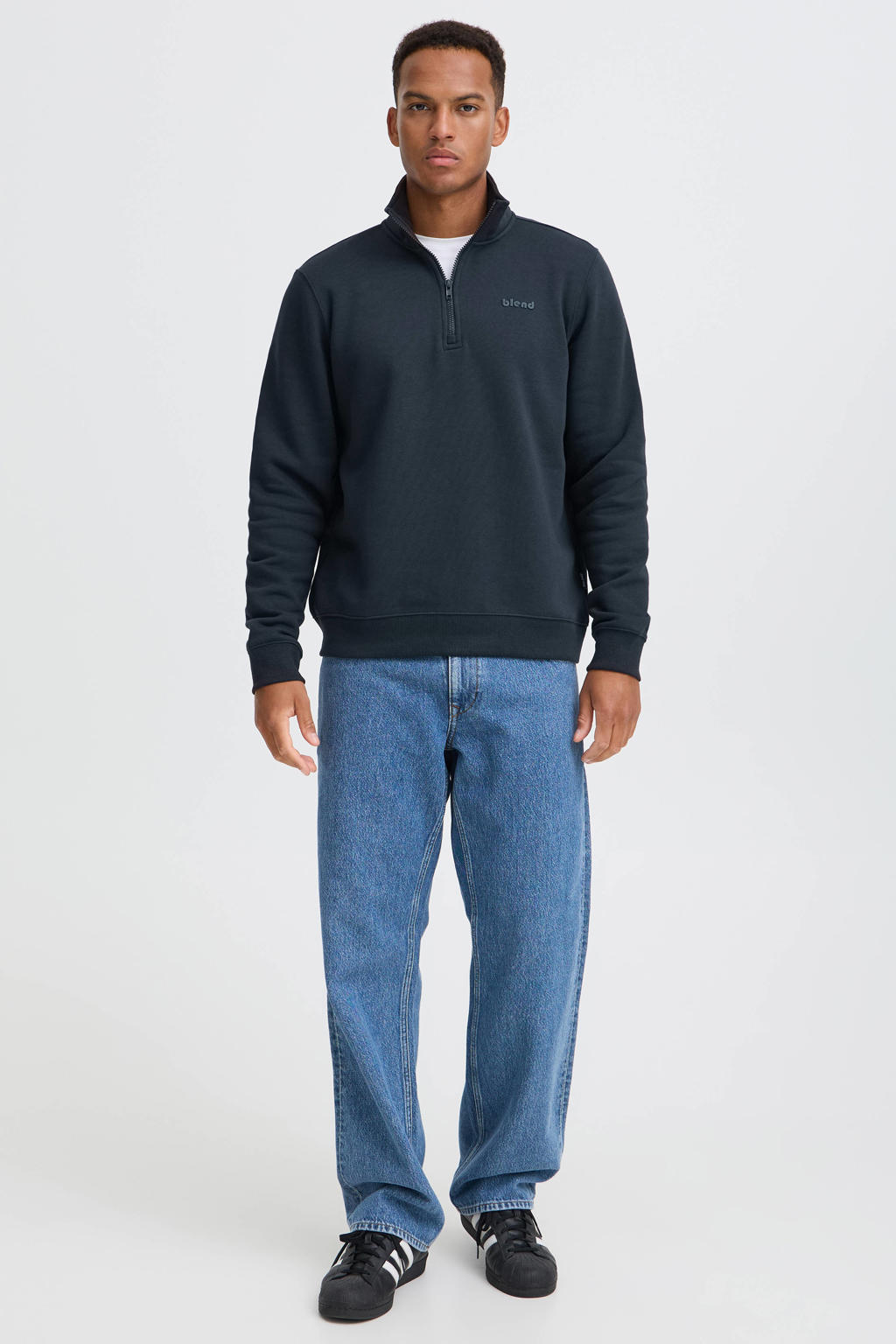 Blend regular fit sweater - donkerblauw