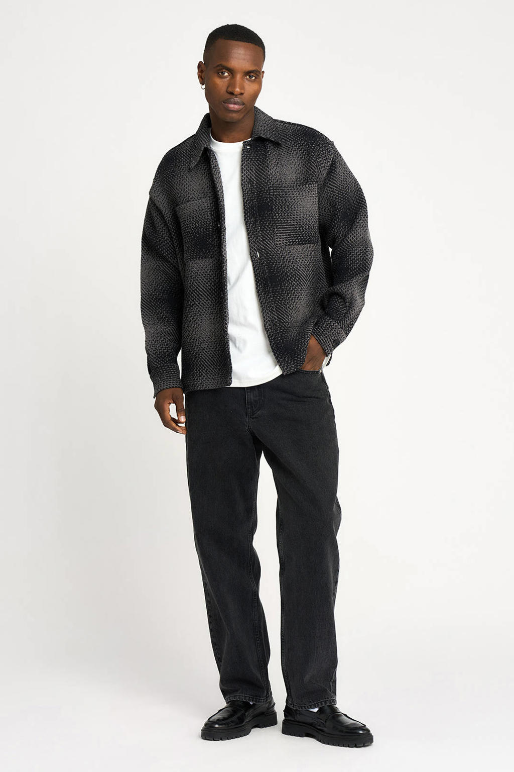 Resteröds relaxed fit geruit overshirt - donkerblauw