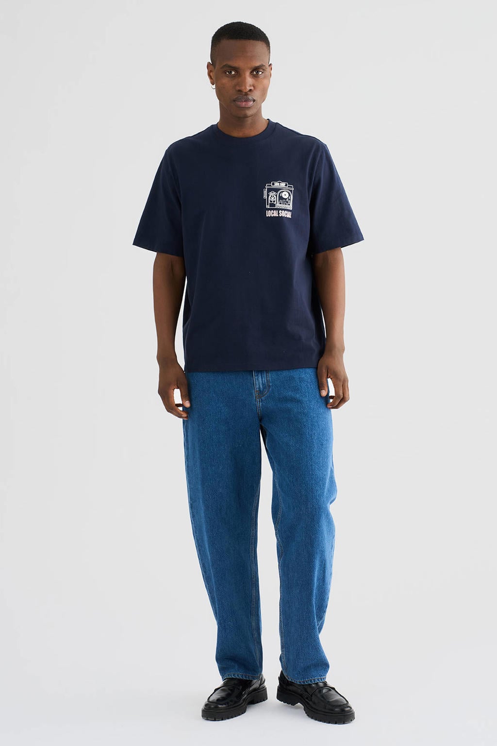Resteröds relaxed fit T-shirt met backprint - donkerblauw