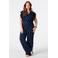 MS Mode flared broek Plus Size met stippen - blauw