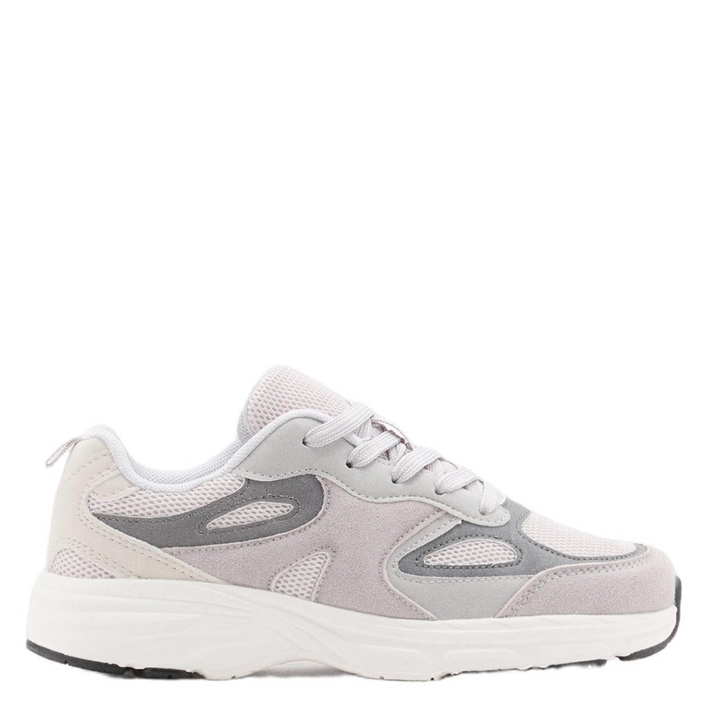 Grijze jongens Mango Kids sneakers - van 50% polyester/35% polyurethaan/15% rundleer met veters