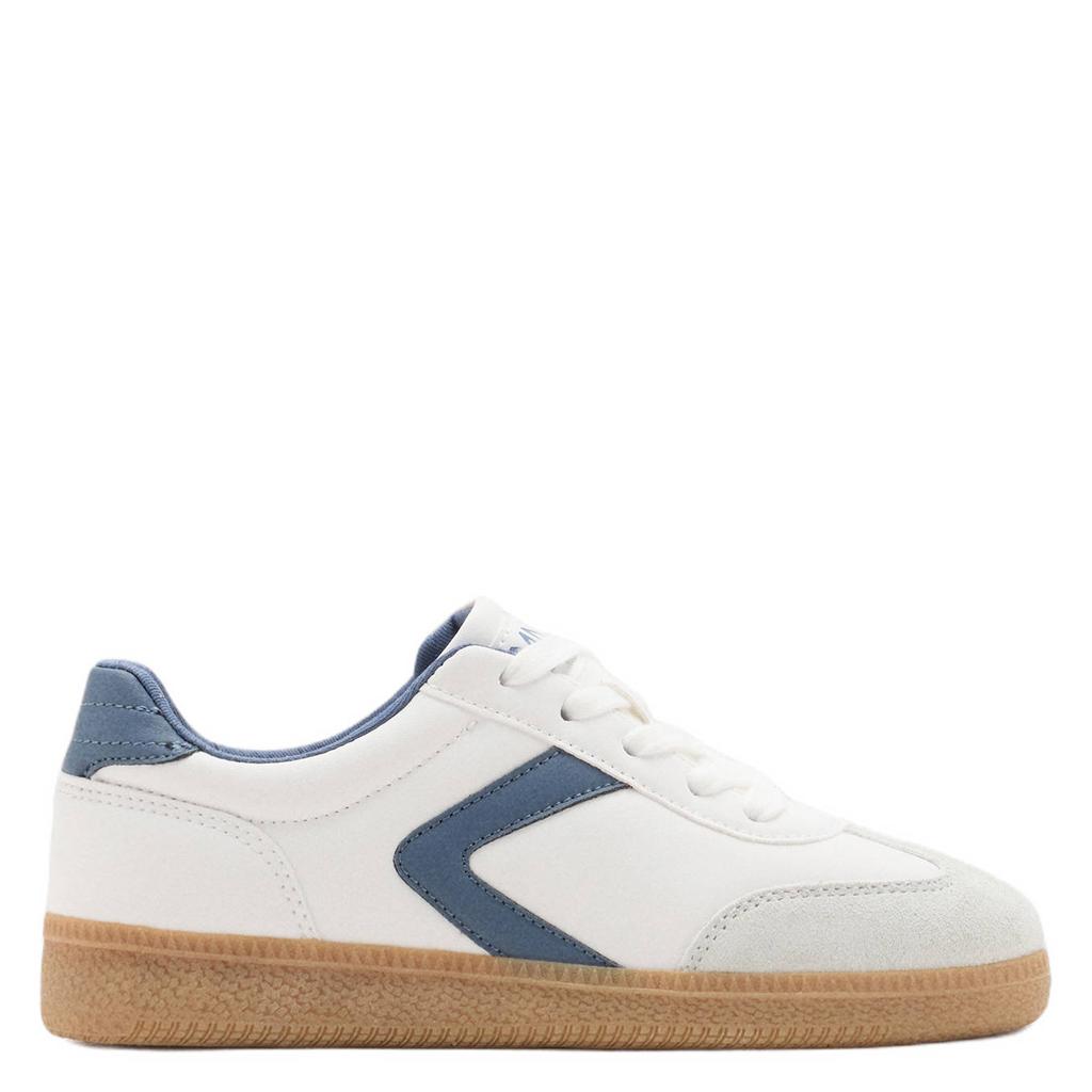 Wit en blauwe jongens Mango Kids sneakers - van 80% polyurethaan/20% imitatieleer met veters