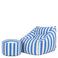 icon icon - Natalia XL Zitzak Fauteuil met Ronde Poef - Gestreept - Kobaltblauw