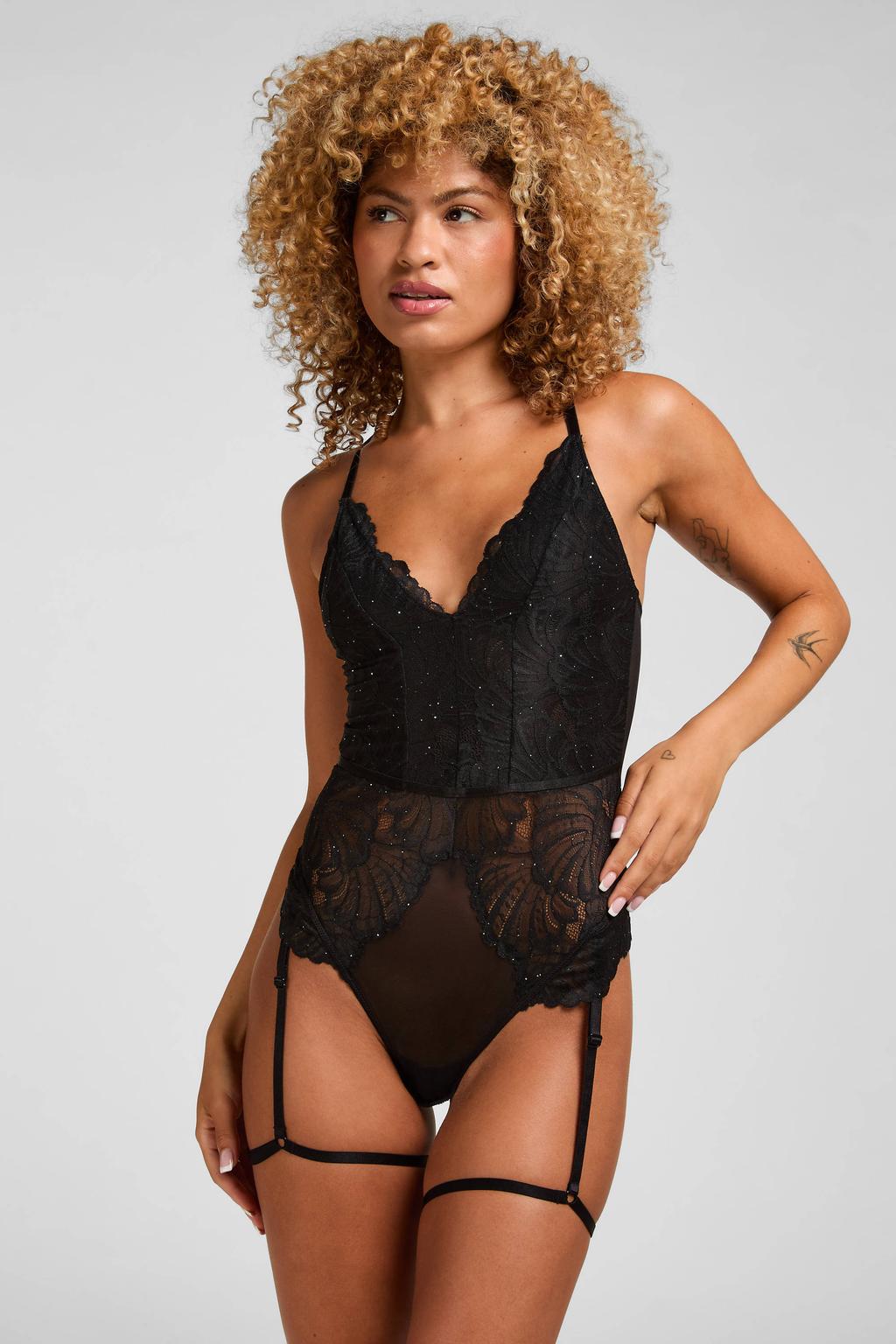 Hunkemöller Erica niet-voorgevormde stringbody zonder beugel - zwart