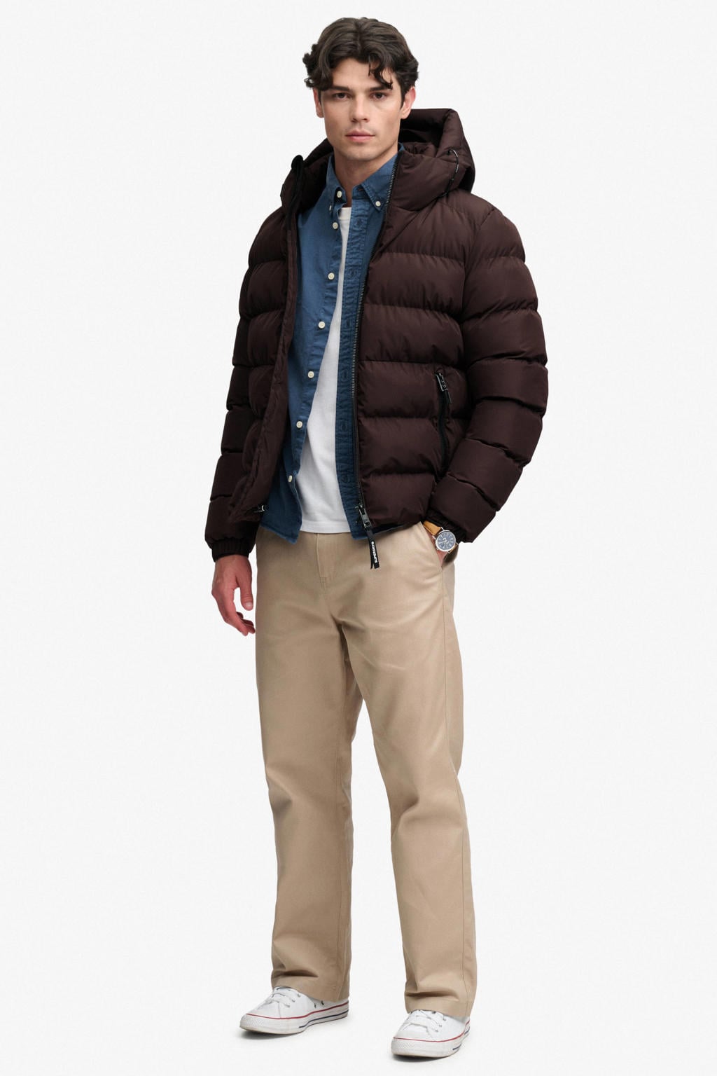 Superdry quilted gewatteerde winterjas - roodbruin