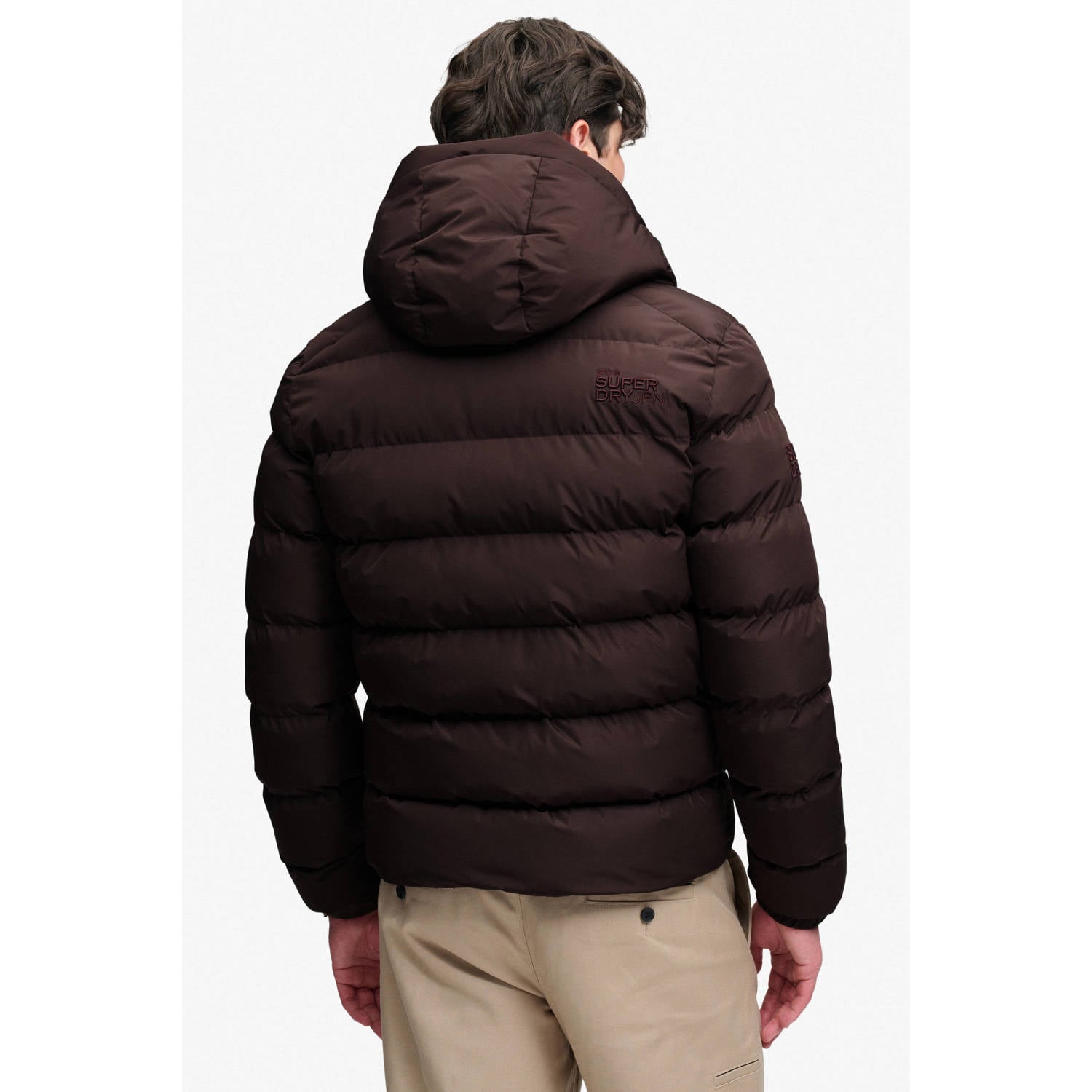 Superdry quilted gewatteerde winterjas roodbruin