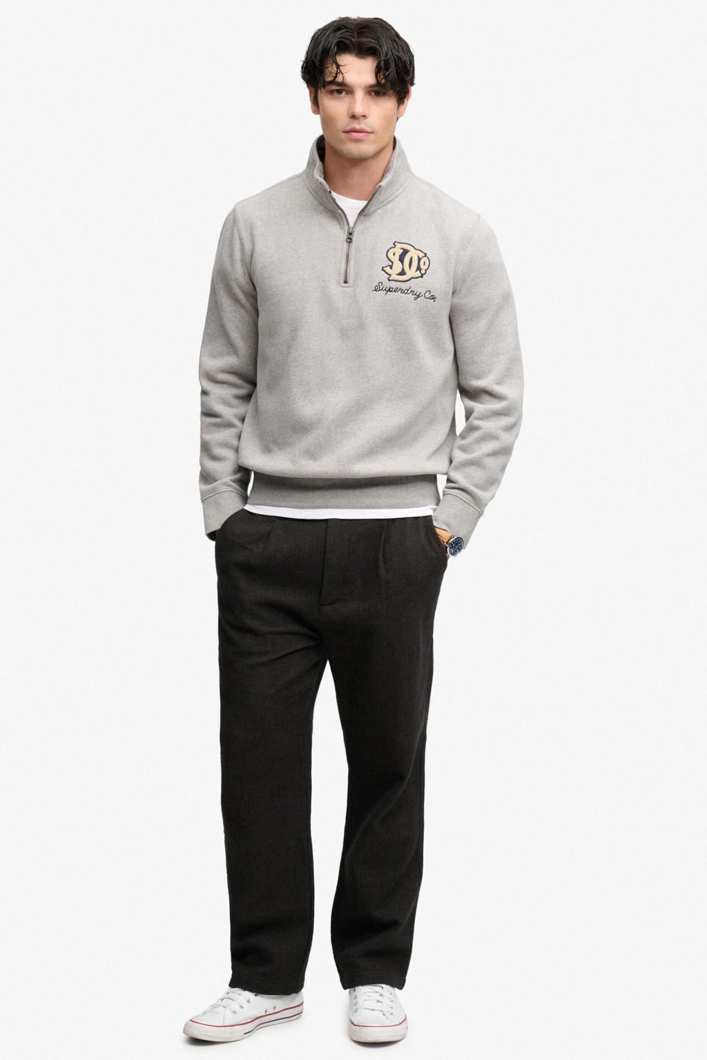 Superdry regular fit trui met print - donkergrijs