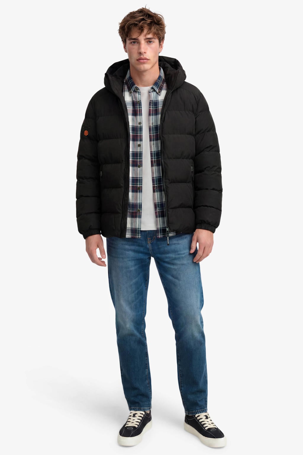 Superdry quilted gewatteerde winterjas - zwart