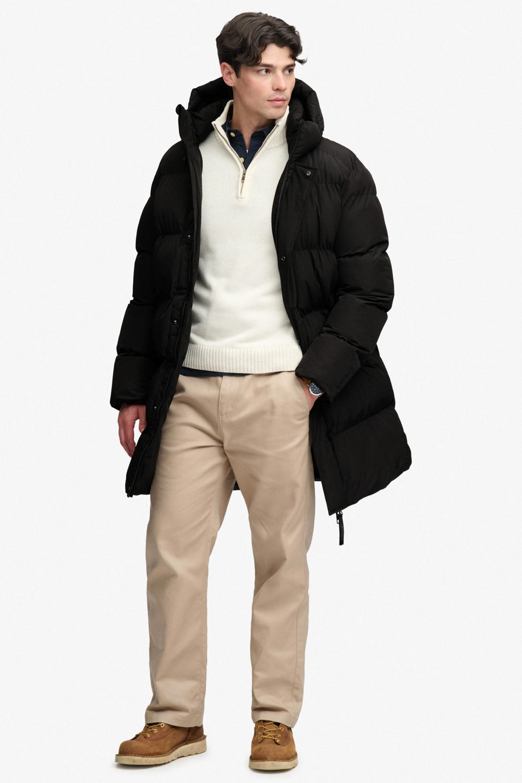 Superdry HOODED SPORTS PUFFER MID JKT quilted gewatteerde jas - zwart
