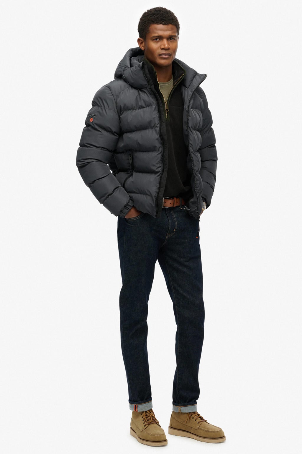 Superdry quilted gewatteerde winterjas - ebony/ebony