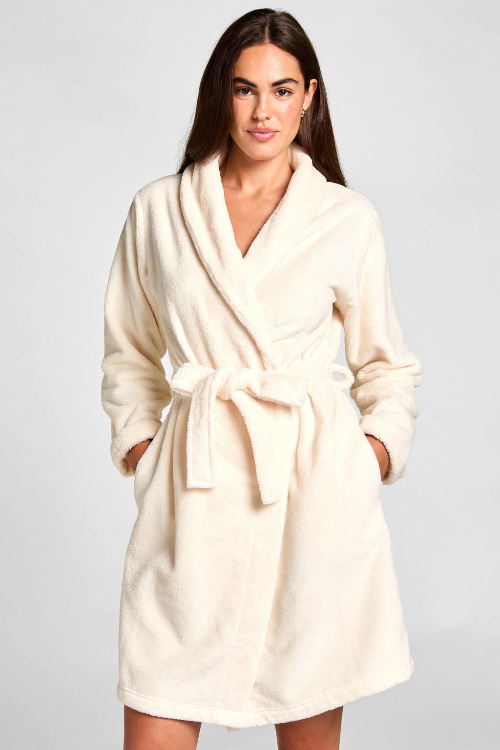 Hunkemöller fleece badjas - ecru