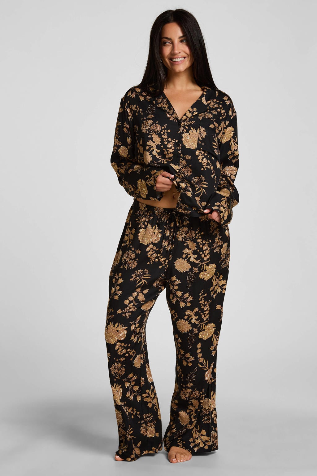 Hunkemöller pyjamabroek - zwart/lichtbruin