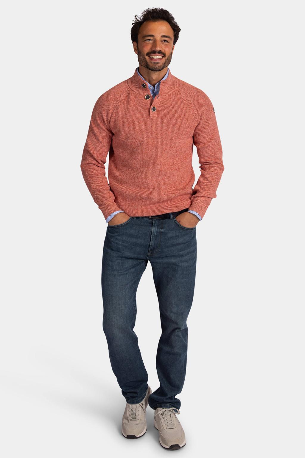 New Zealand Auckland katoenen regular fit gebreide trui - rusty orange