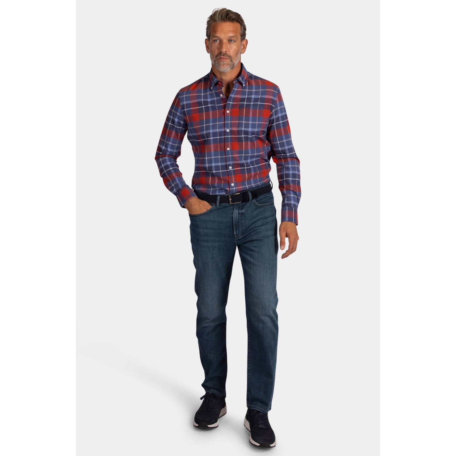 New Zealand Auckland regular fit geruite overhemd capri blue