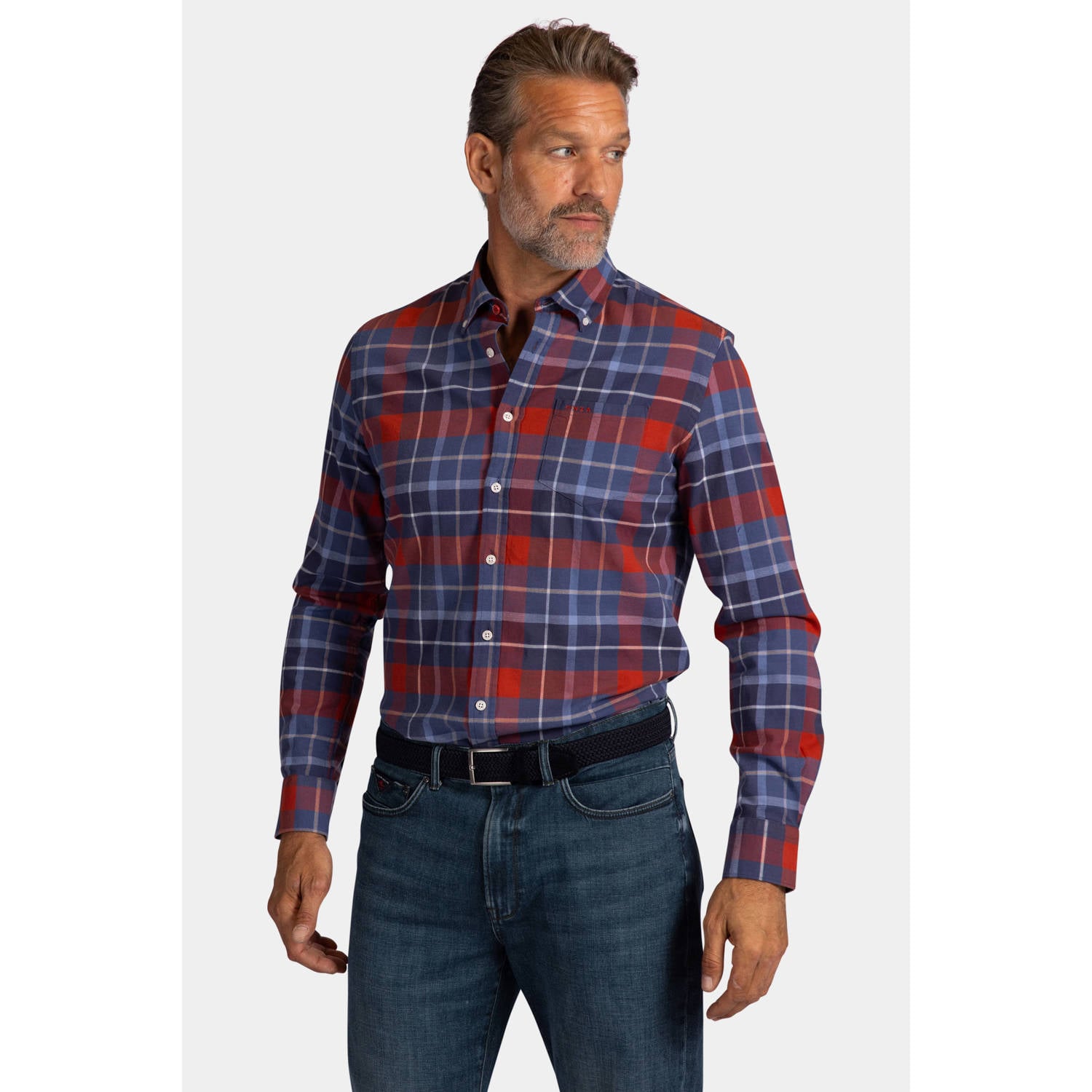 New Zealand Auckland regular fit geruite overhemd capri blue