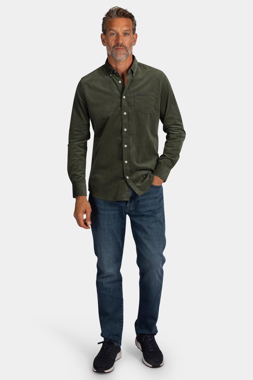 New Zealand Auckland regular fit corduroy overhemd - ranger green