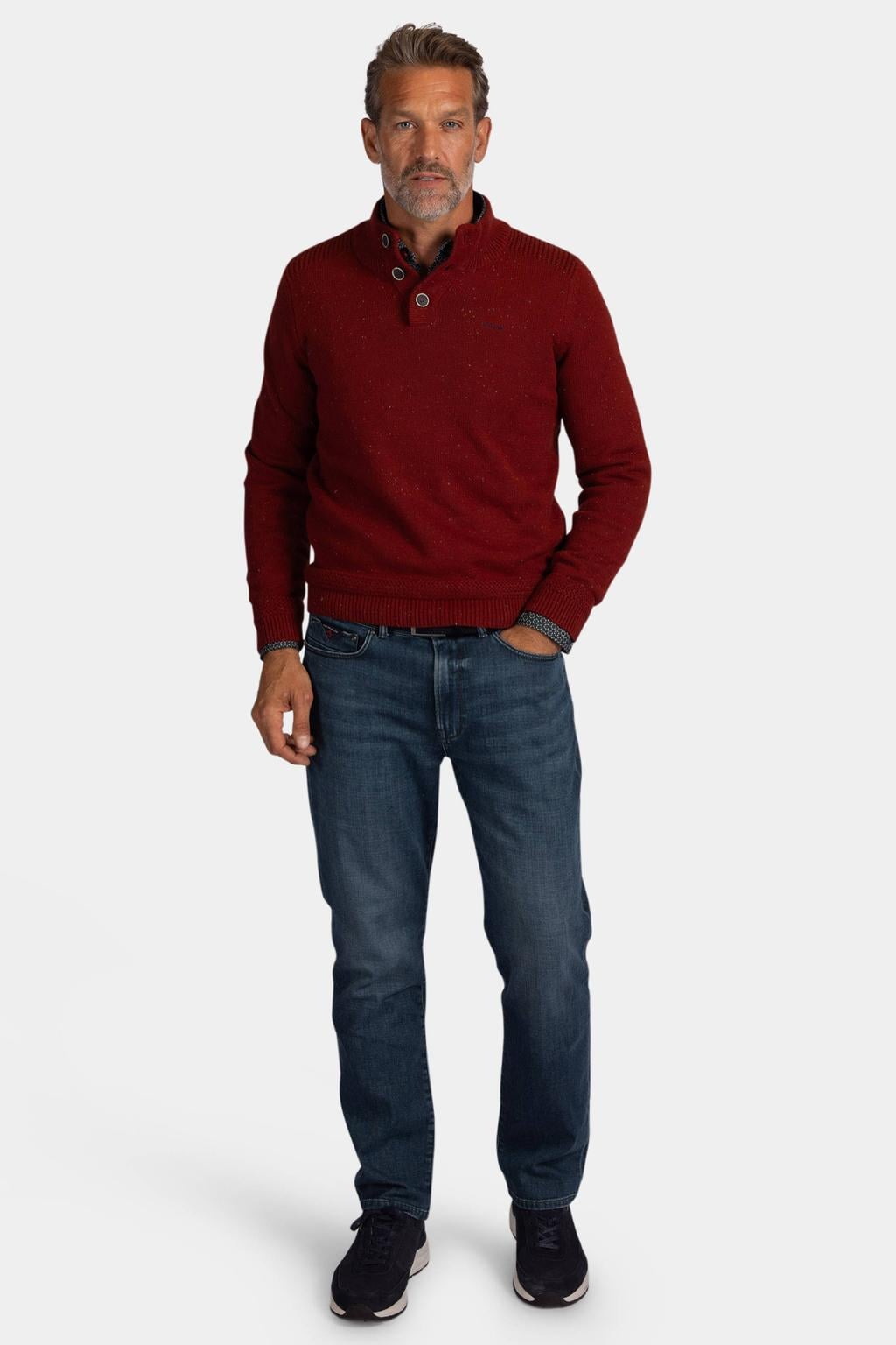 New Zealand Auckland katoenen regular fit gebreide trui - burnt red
