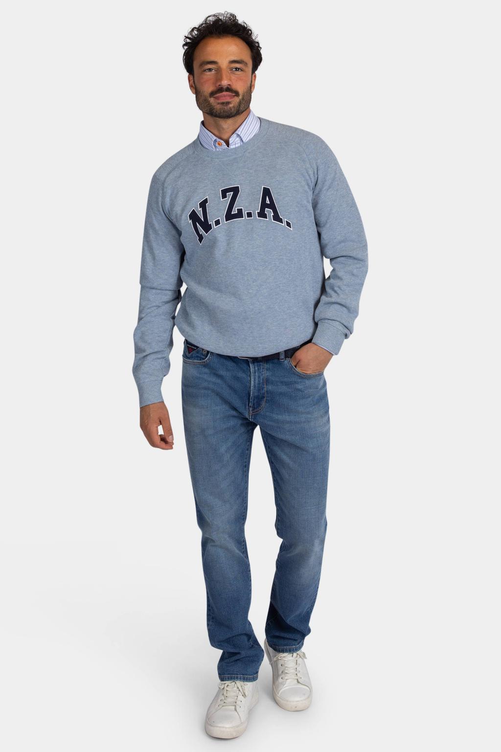 New Zealand Auckland regular fit sweater met print - soft ocean