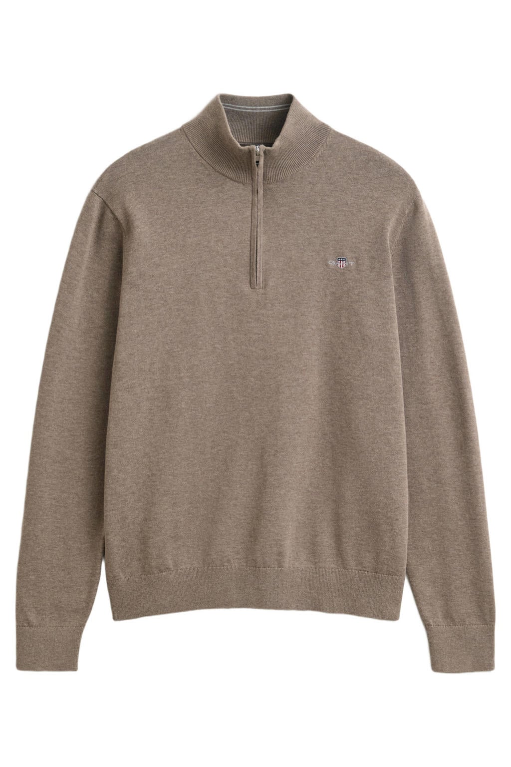 GANT katoenen regular fit gebreide trui - dark hazelnut