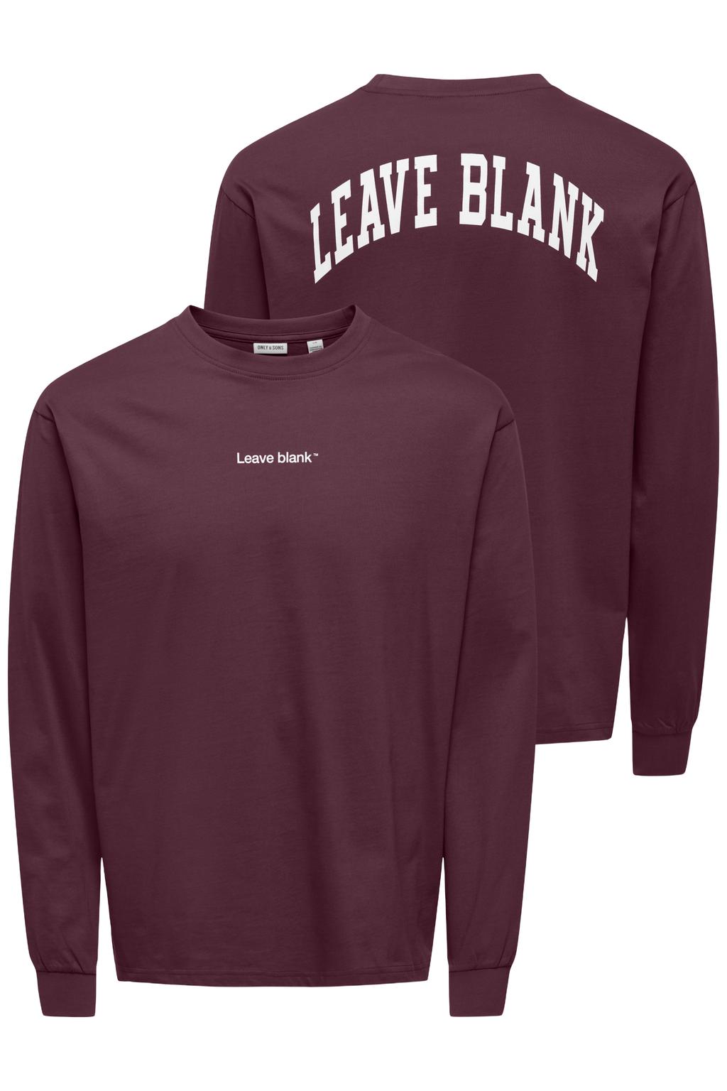 Donkerrode heren ONLY & SONS relaxed fit longsleeve van katoen met lange mouwen en ronde hals