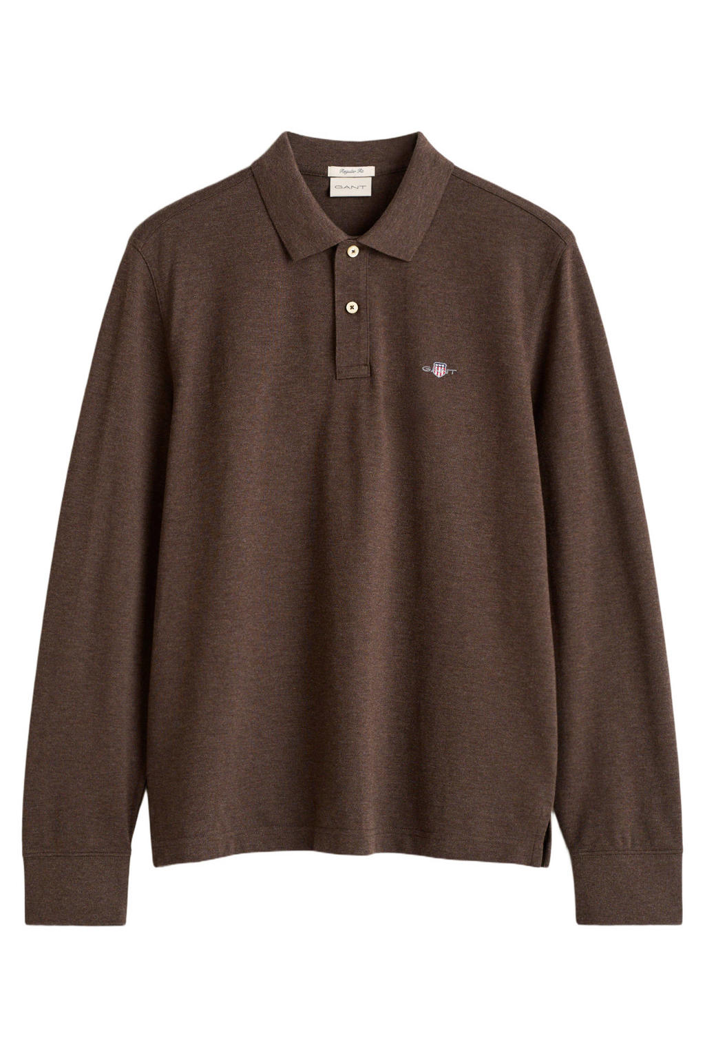 GANT regular fit piqué polo - zwart/bruin