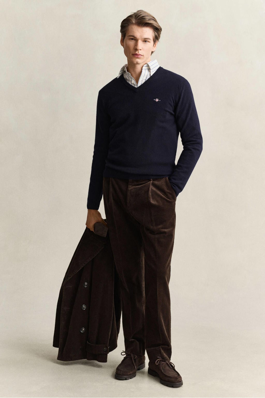 GANT wollen regular fit trui - marine